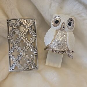 Elegant Silver and White Owl Candle Holder